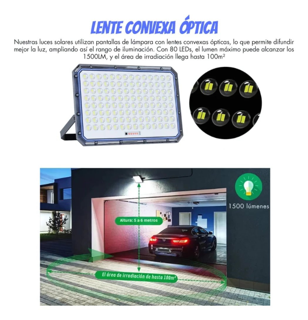 REFLECTOR SOLAR LED LÁMPARA 5000W JORTAN CON CONTROL Y PANEL - Image 5