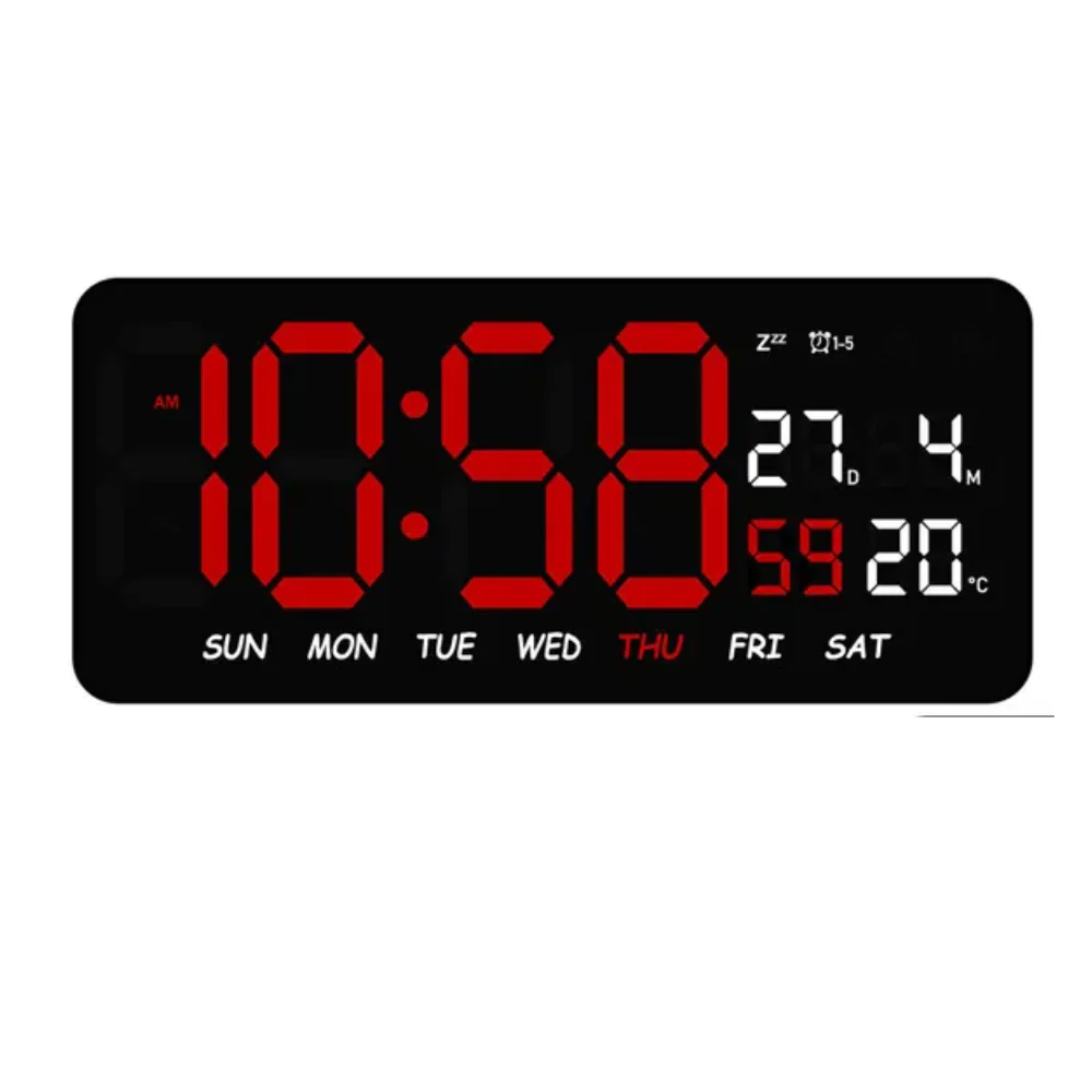 RELOJ DIGITAL LUZ LED CALENDARIO TEMPERATURA ALARMA DE PARED - Image 5