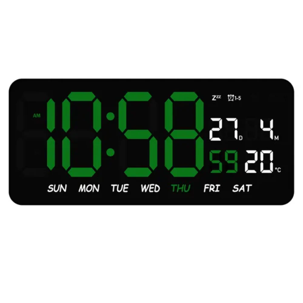 RELOJ DIGITAL LUZ LED CALENDARIO TEMPERATURA ALARMA DE PARED - Image 6