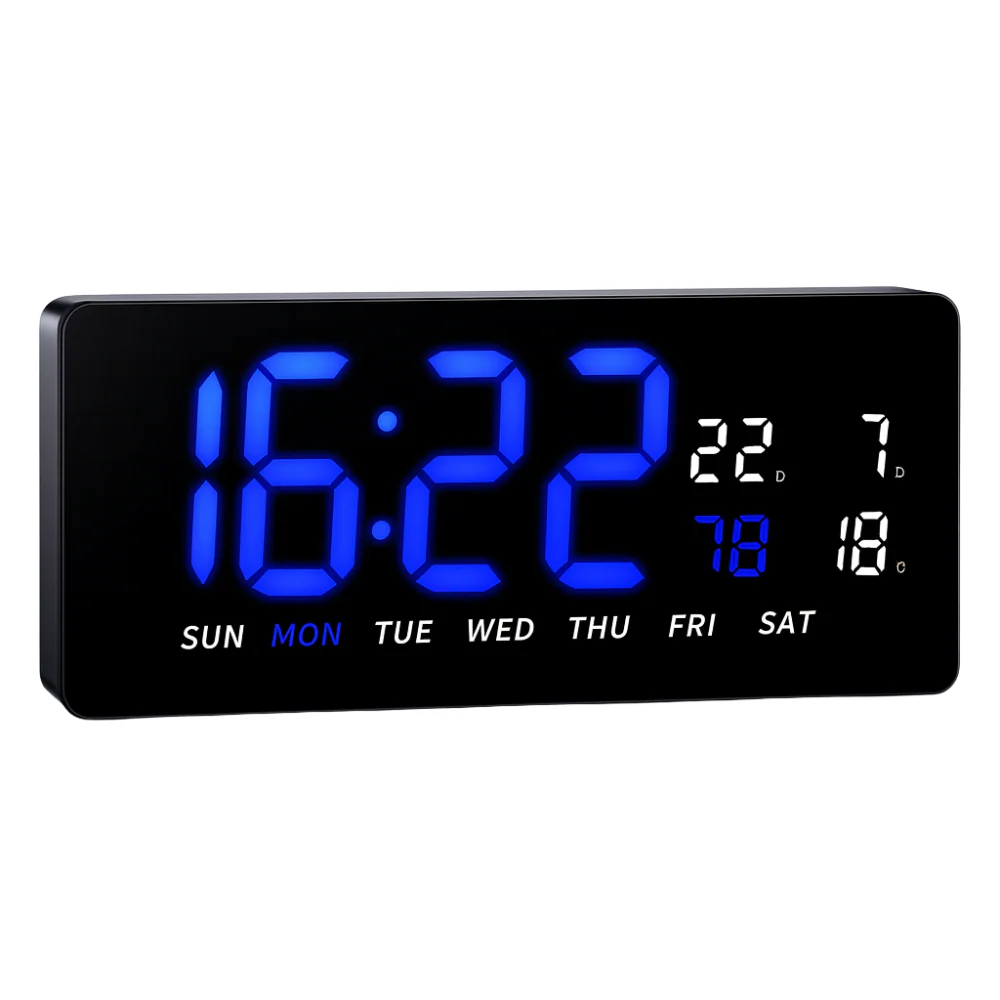 RELOJ DIGITAL LUZ LED CALENDARIO TEMPERATURA ALARMA DE PARED - Image 8