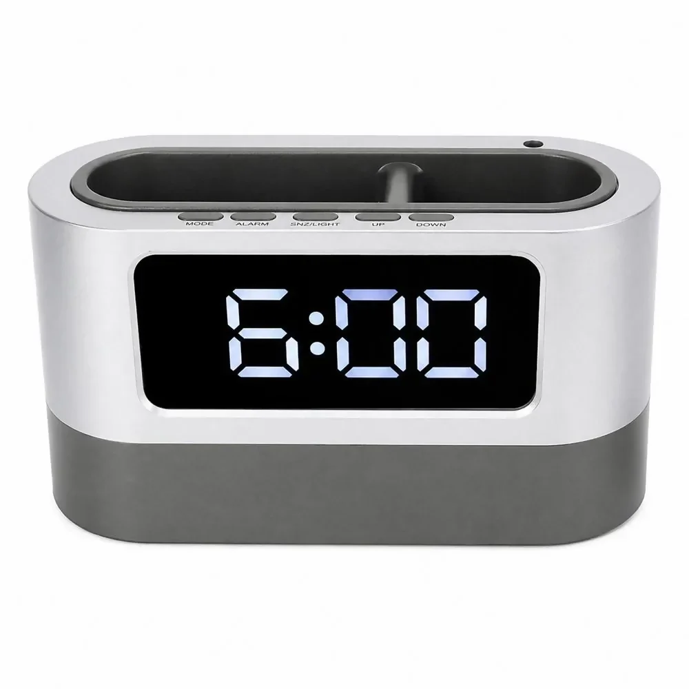 RELOJ MESA PANTALLA DIGITAL PORTA LAPICEROS MULTIFUNCIONAL MODERNO OFICINA