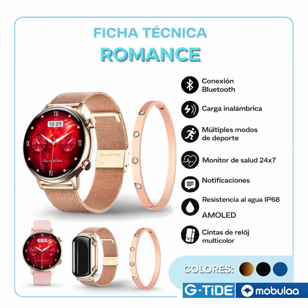 RELOJ SMARTWATCH INTELIGENTE MUJER SUMERGIBLE 3 PULZOS ROMAN - Image 5