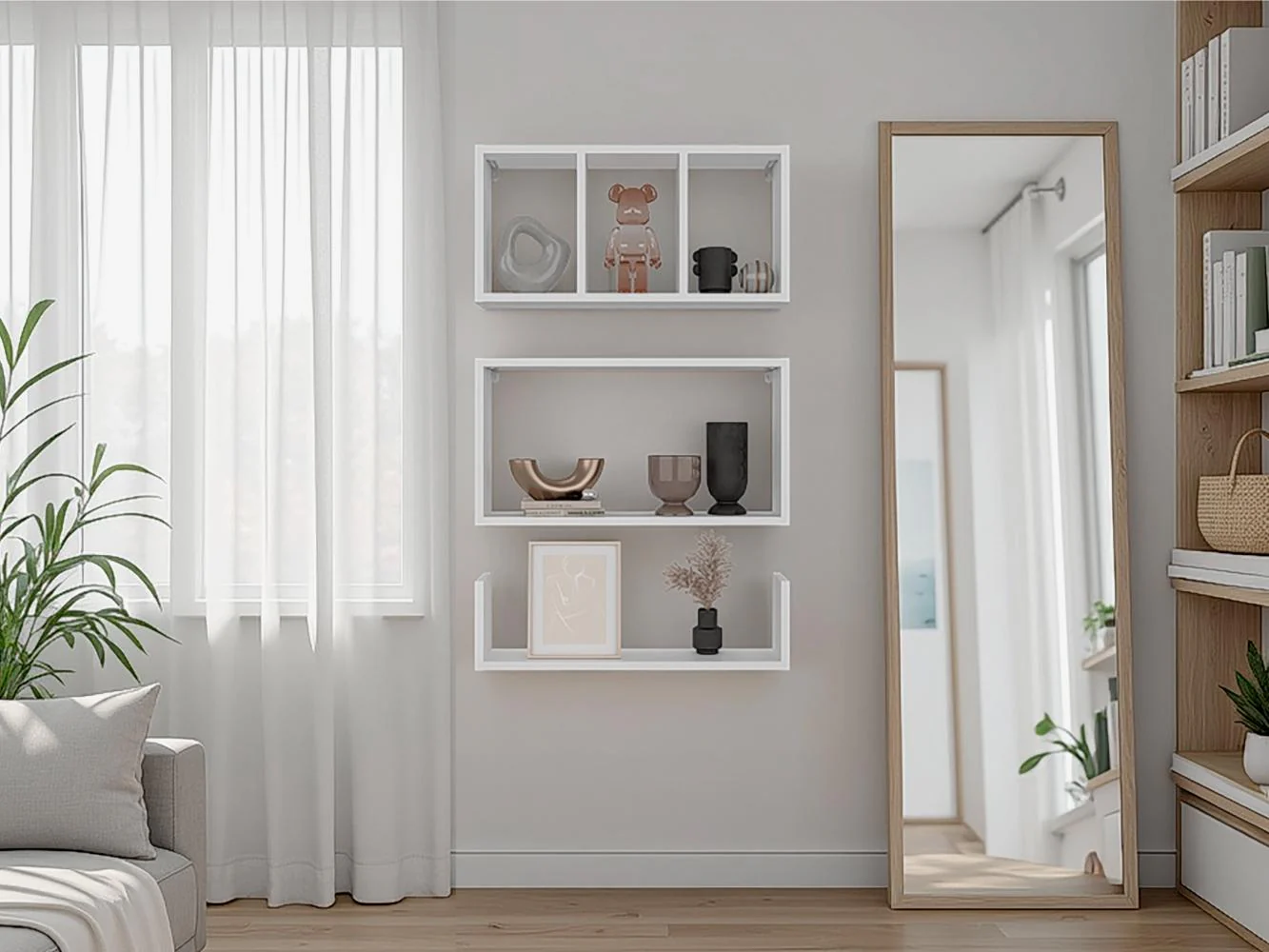 REPISA TREGO, BLANCO DUQUEZA, CON ESPACIO PARA UBICAR OBJETOS DECORATIVOS ZF - Image 3