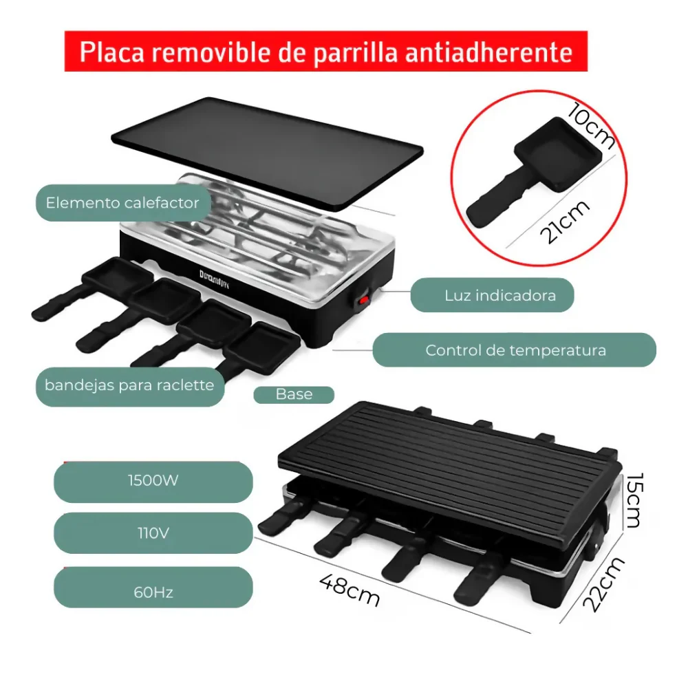 SARTÉN ELÉCTRICA PARRILLA ASADOR PLANCHA GRILL ANTIADHERENTE NEGRO 110V - Image 3