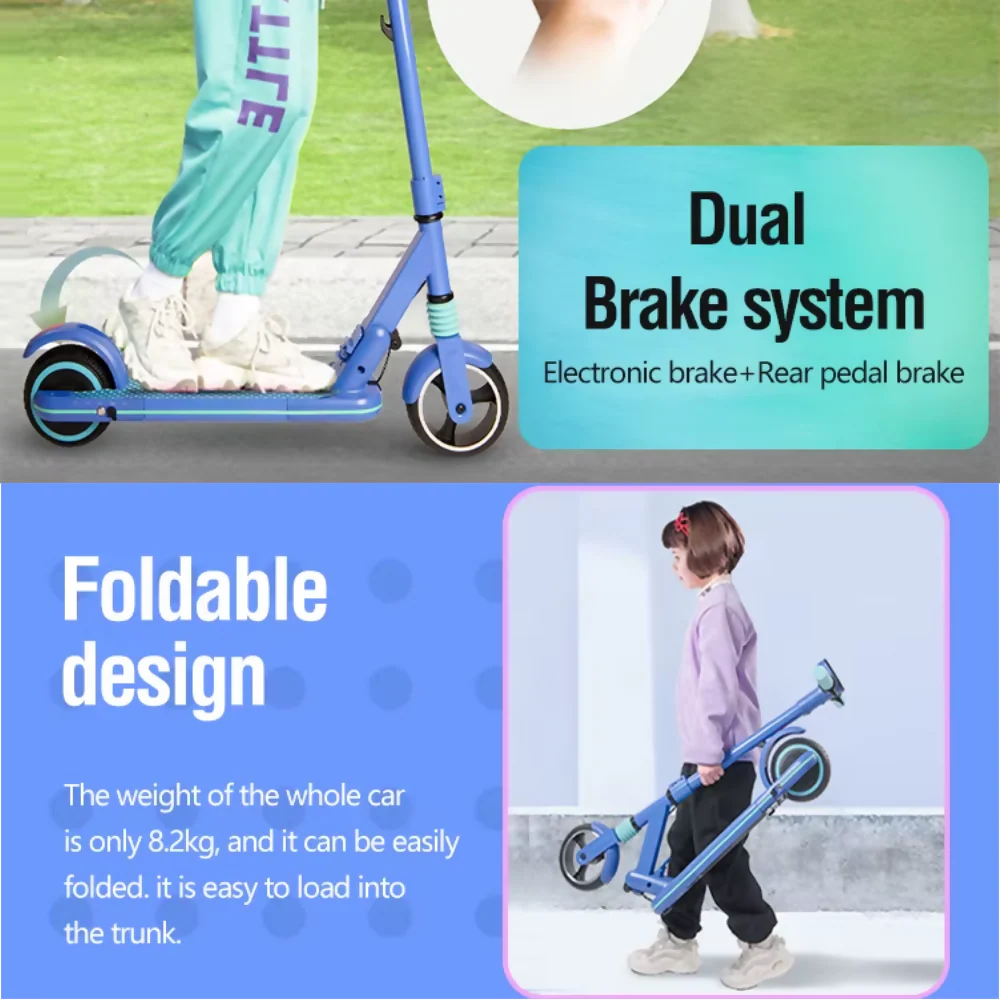SCOOTER ELÉCTRICA PLEGABLE PARA NIÑOS EPOWER E65 RESISTE 70K COLOR AZUL - Image 3