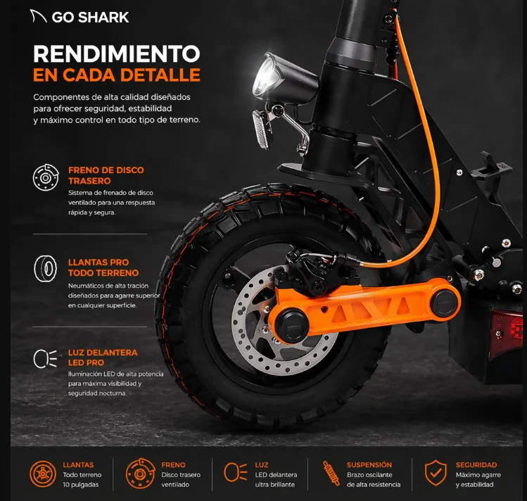 SCOOTER PATINETA ELÉCTRICA PRO GO SHARK 800W PANTALLA DIGITAL RUEDA ANCHA - Image 3