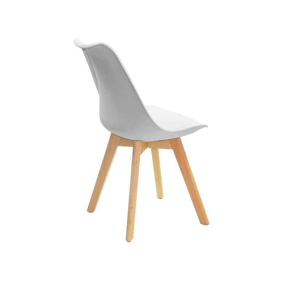 KIT DE DOS SILLAS SASHA, BLANCO Y CAFÉ CLARO, CÓMODO ASIENTO Y PATAS EN MADERA - Image 4