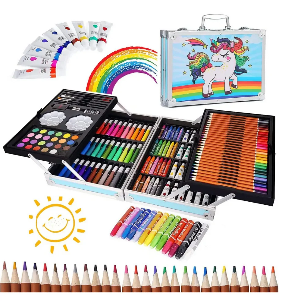 SET DE ARTES PROFESIONAL PARA NIÑOS KIT DE PINTURA 145 PCS ROSADO - Image 8