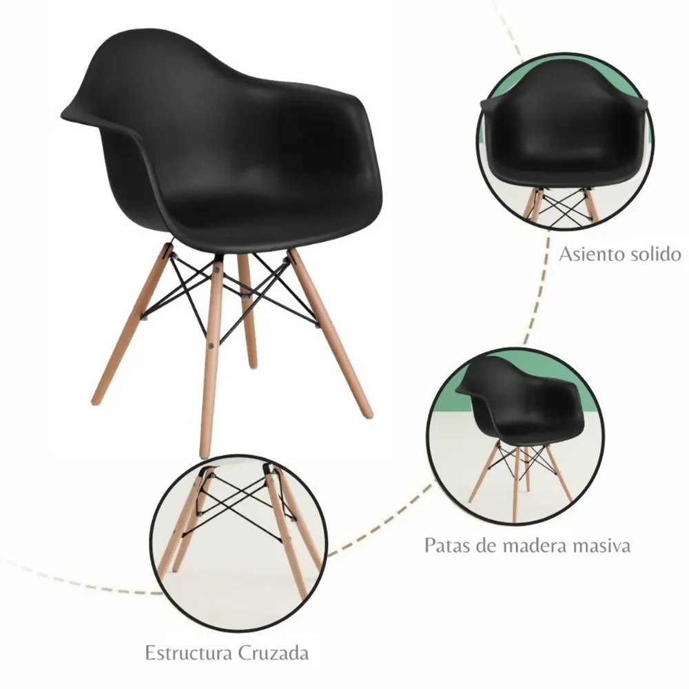 SET X4 SILLAS COMEDOR SALA OFICINA REPOSA BRAZO TECNOHOGARJS ESTILO MODERNO - Image 3