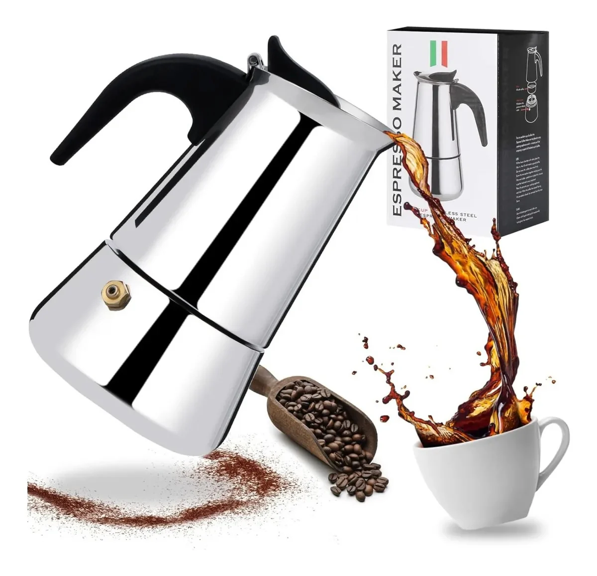 SET X4 UTENSILIOS ALIADA ESPRESSO MAKER ACERO QUIRURGICO 9 TAZAS