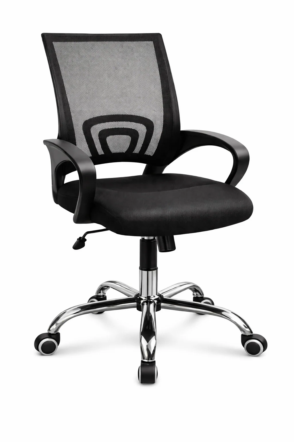 SILLA EJECUTIVA ERGONÓMICA DE OFICINA MALLA NEGRA | AJUSTABLE, RUEDAS, APOYABRAZOS