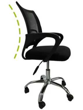 SILLA EJECUTIVA ERGONÓMICA DE OFICINA MALLA NEGRA | AJUSTABLE, RUEDAS, APOYABRAZOS - Image 2