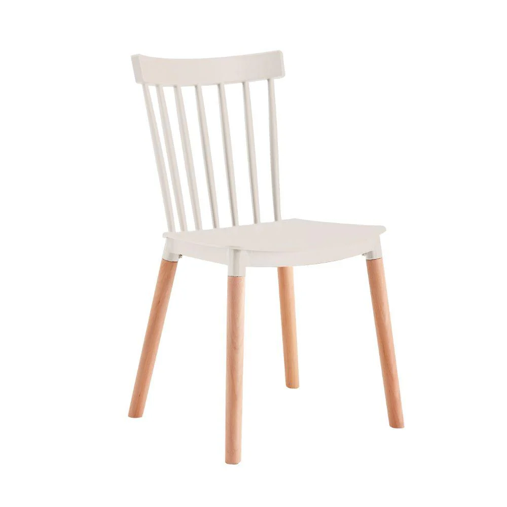 KIT DE DOS SILLAS JEICOB, BLANCO Y CAFÉ CLARO, CÓMODO ASIENTO Y PATAS EN MADERA - Image 3