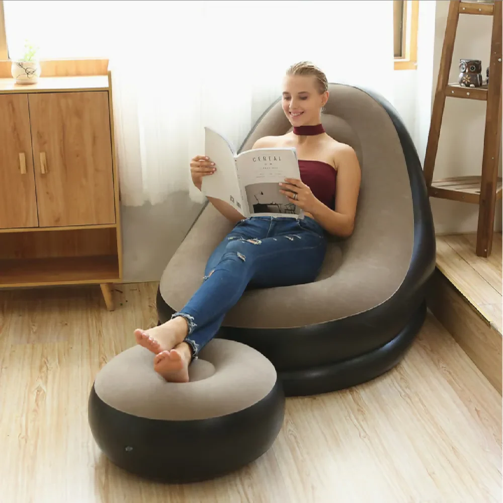 SILLÓN SOFA SILLAI INFLABLE RECLINABLE REPOSAPIÉS PORTÁTIL NEGRO - Image 3