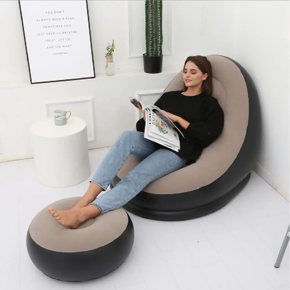 SILLÓN SOFA SILLAI INFLABLE RECLINABLE REPOSAPIÉS PORTÁTIL NEGRO - Image 4