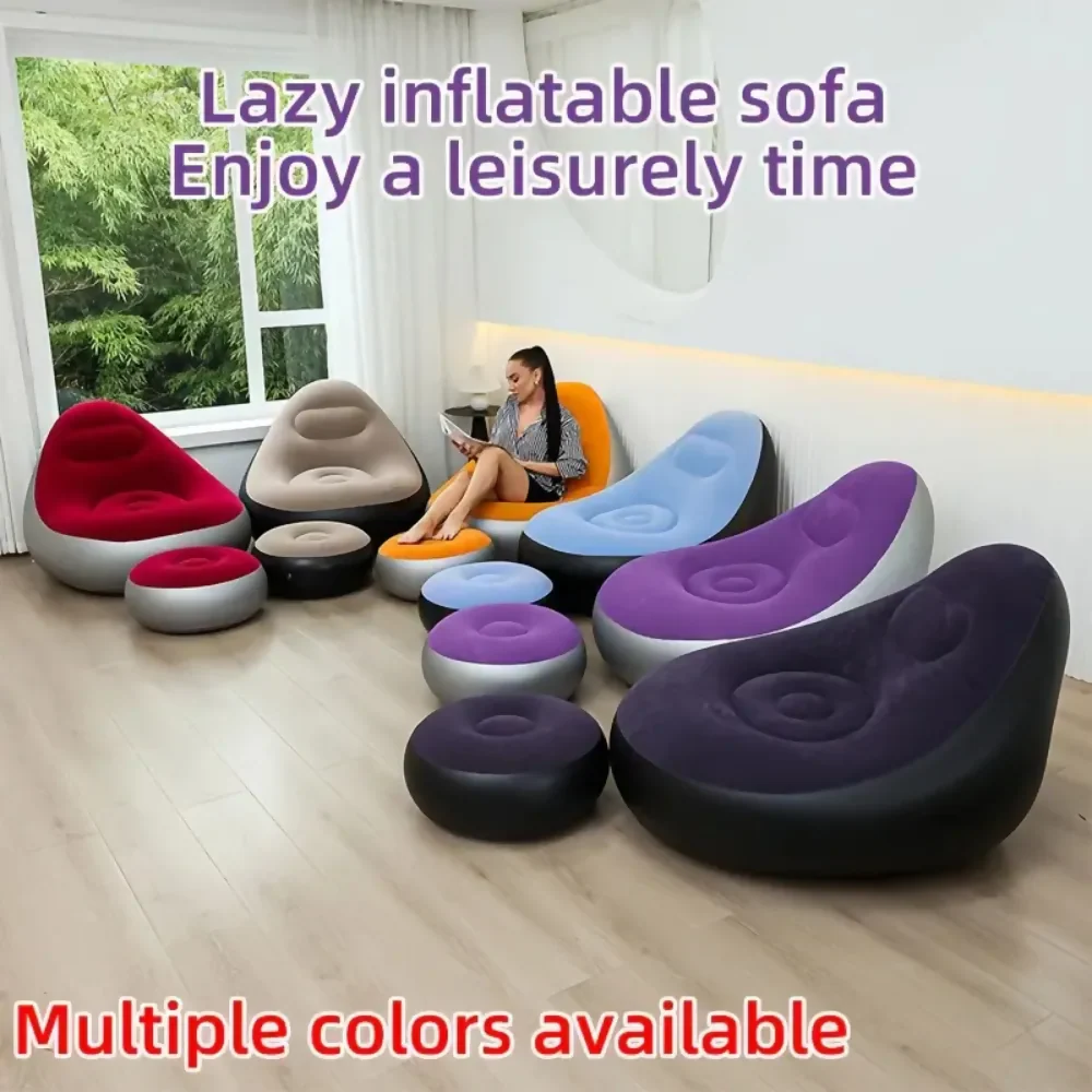 SILLÓN SOFA SILLAI INFLABLE RECLINABLE REPOSAPIÉS PORTÁTIL NEGRO - Image 7