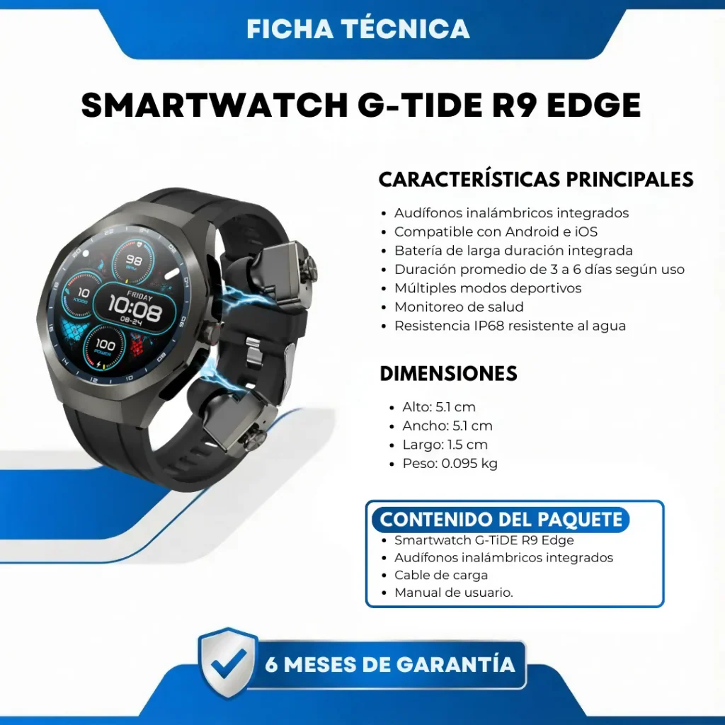 SMARTWATCH RELOJ INTELIGENTE PARA HOMBRE R9 EDGE PREMIUM - Image 4