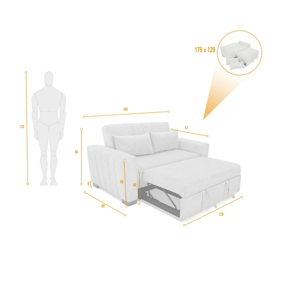 SOFA CAMA 2 PUESTOS HANNOVER 160X89X85 TELA INDIGO - Image 9
