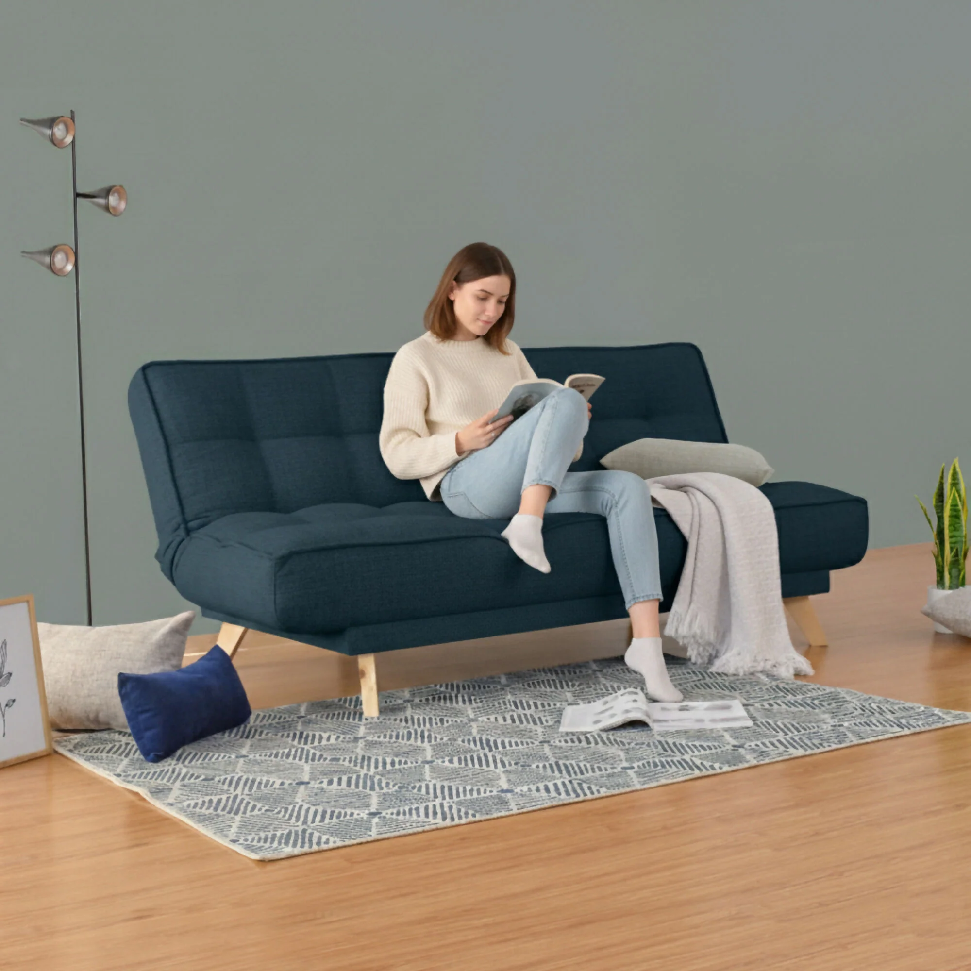 SOFA CAMA 3 POSICIONES GALES 180X90X84 TAPIZADO EN TELA PLOMO - Image 7