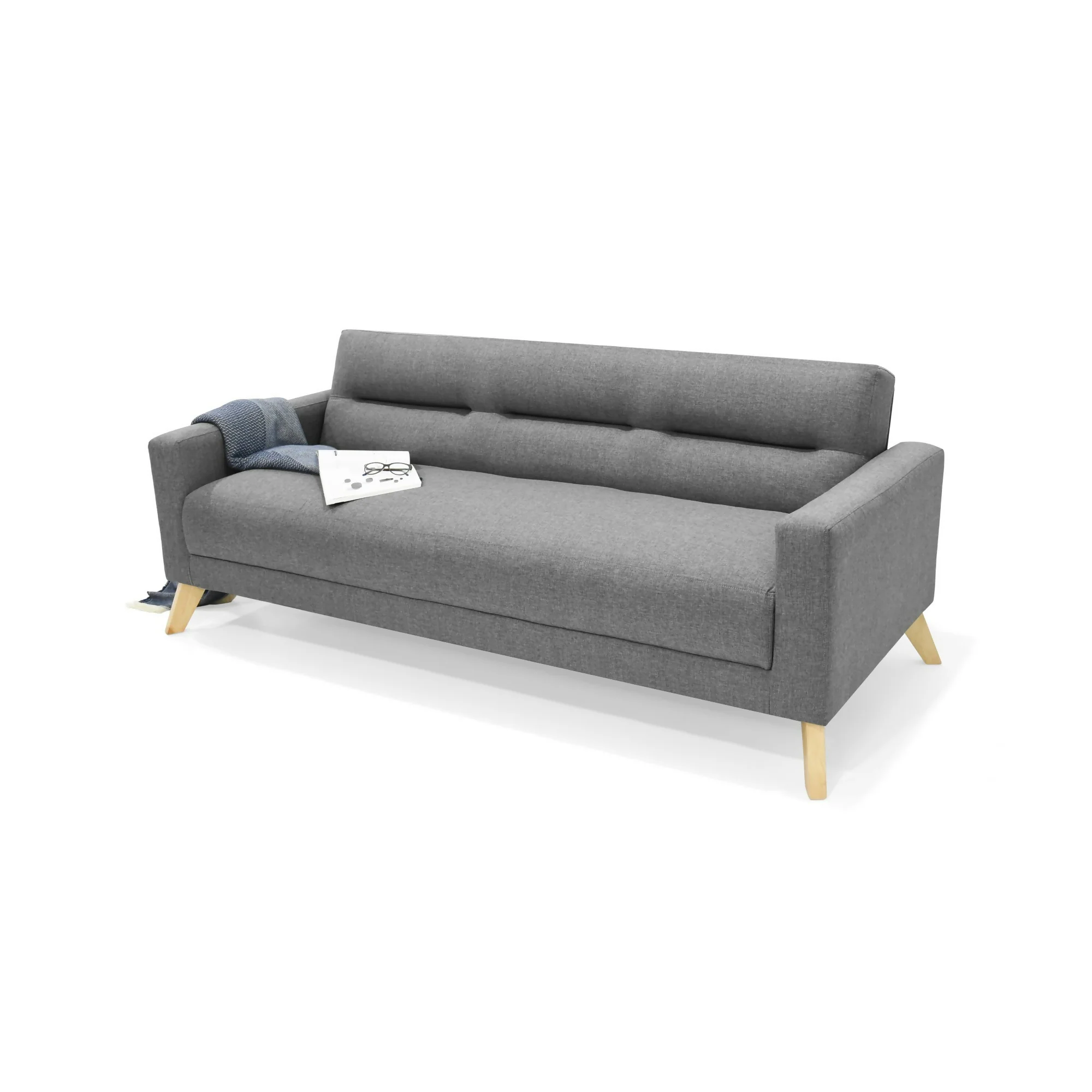 SOFA CAMA 3 POSICIONES SION 206X90X82 TELA GRIS - Image 4