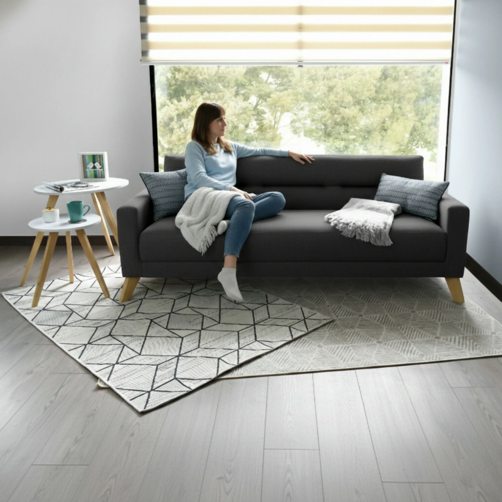 SOFA CAMA 3 POSICIONES SION 206X90X82 TELA GRIS - Image 7