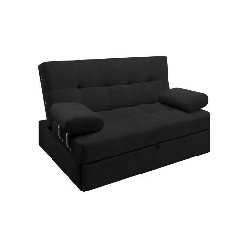 SOFA CAMA ANGELA CON BRAZOS TELA NEGRO - Image 3