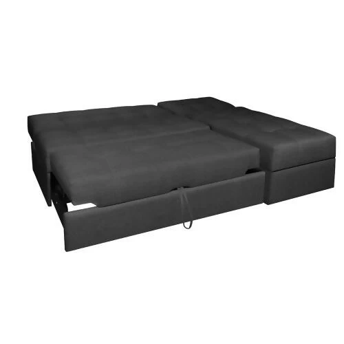 SOFA CAMA ANGELA EN L CON BRAZOS TELA GRIS OSCURO - Image 3