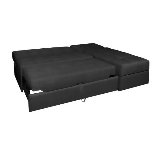 SOFA CAMA ANGELA EN L CON BRAZOS TELA NEGRO - Image 3