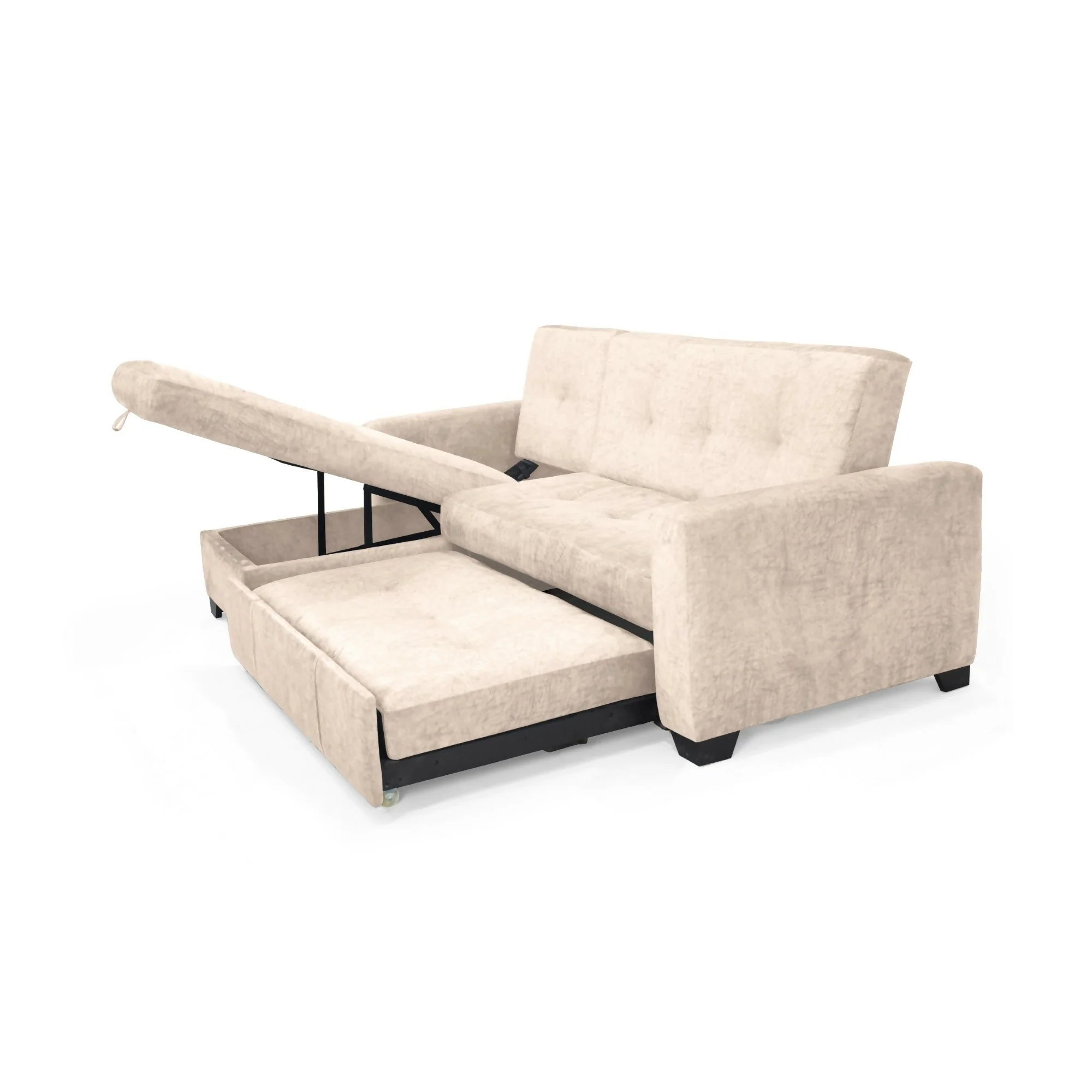 SOFA CAMA EN L ATLAS DERECHO 220X160X92 CON BAUL TELA BEIGE - Image 2