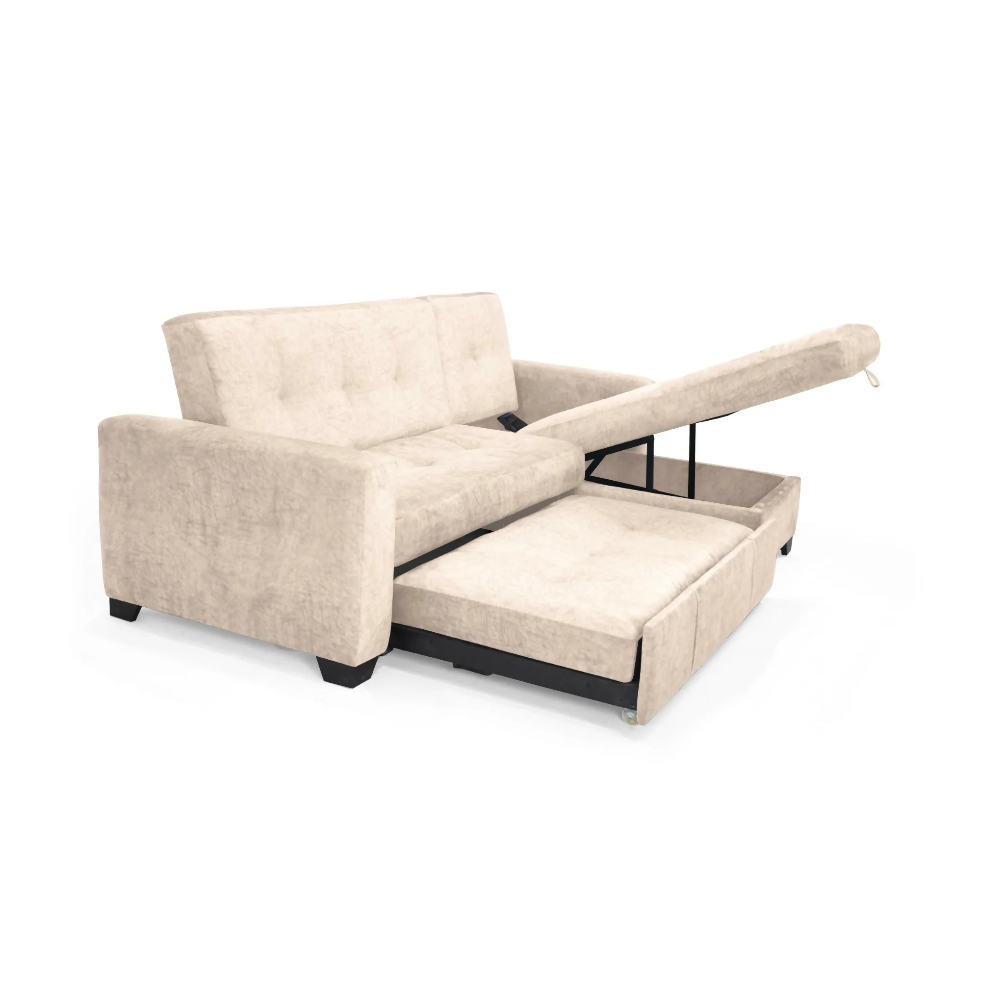 SOFA CAMA EN L ATLAS IZQUIERDO 220X160X92 CON BAUL TELA BEIGE - Image 3
