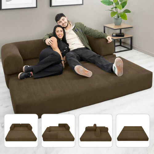 SOFÁ CAMA MIAMI ENROLLADO Y COMPRIMIDO COLOR CAFÉ - Image 2