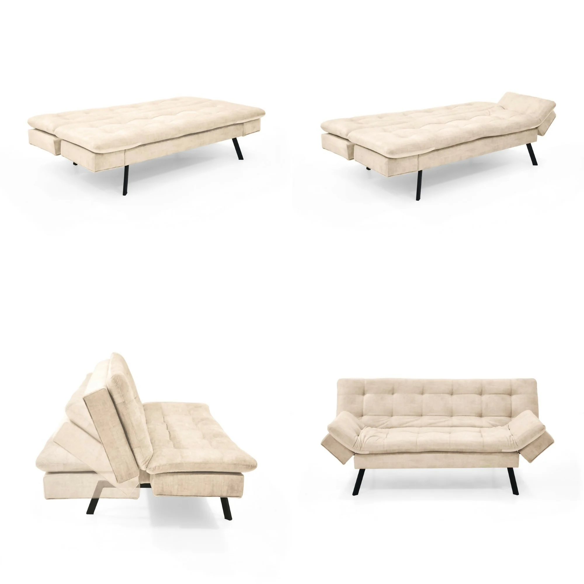 SOFA CAMA MILAN 176X90X78 RECLINABLE 3 POSICIONES TELA BEIGE - Image 2