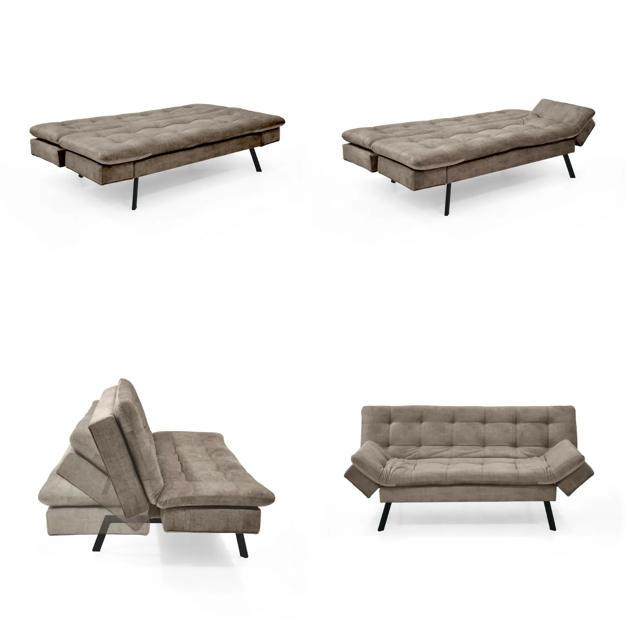 SOFA CAMA MILAN 176X90X78 RECLINABLE 3 POSICIONES TELA TAUPE - Image 2