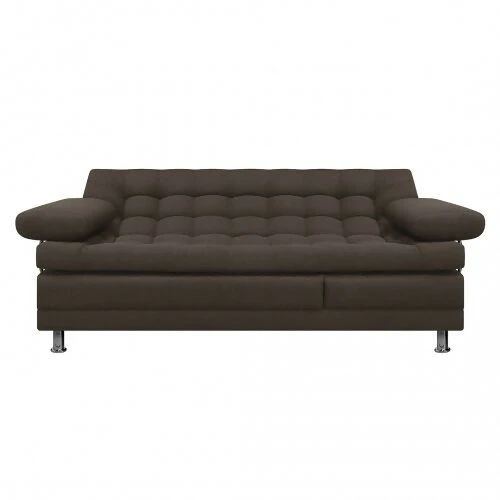 SOFA CAMA MULTIFUNCIONAL EURO 2 PUESTOS CON BRAZOS TELA CAFÉ - Image 2