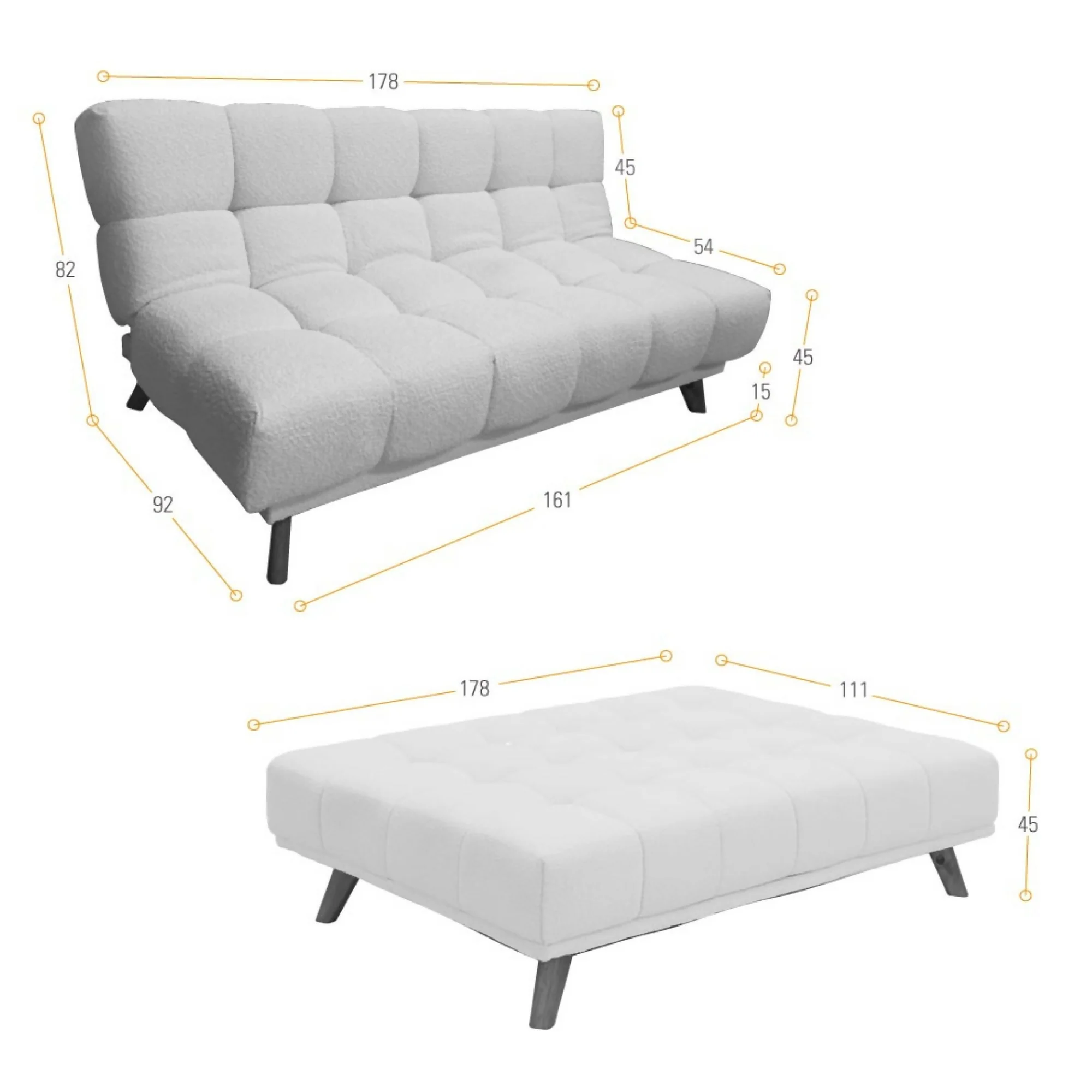 SOFA CAMA NUBO RECLINABLE 178X92X82 TELA GRIS - Image 8
