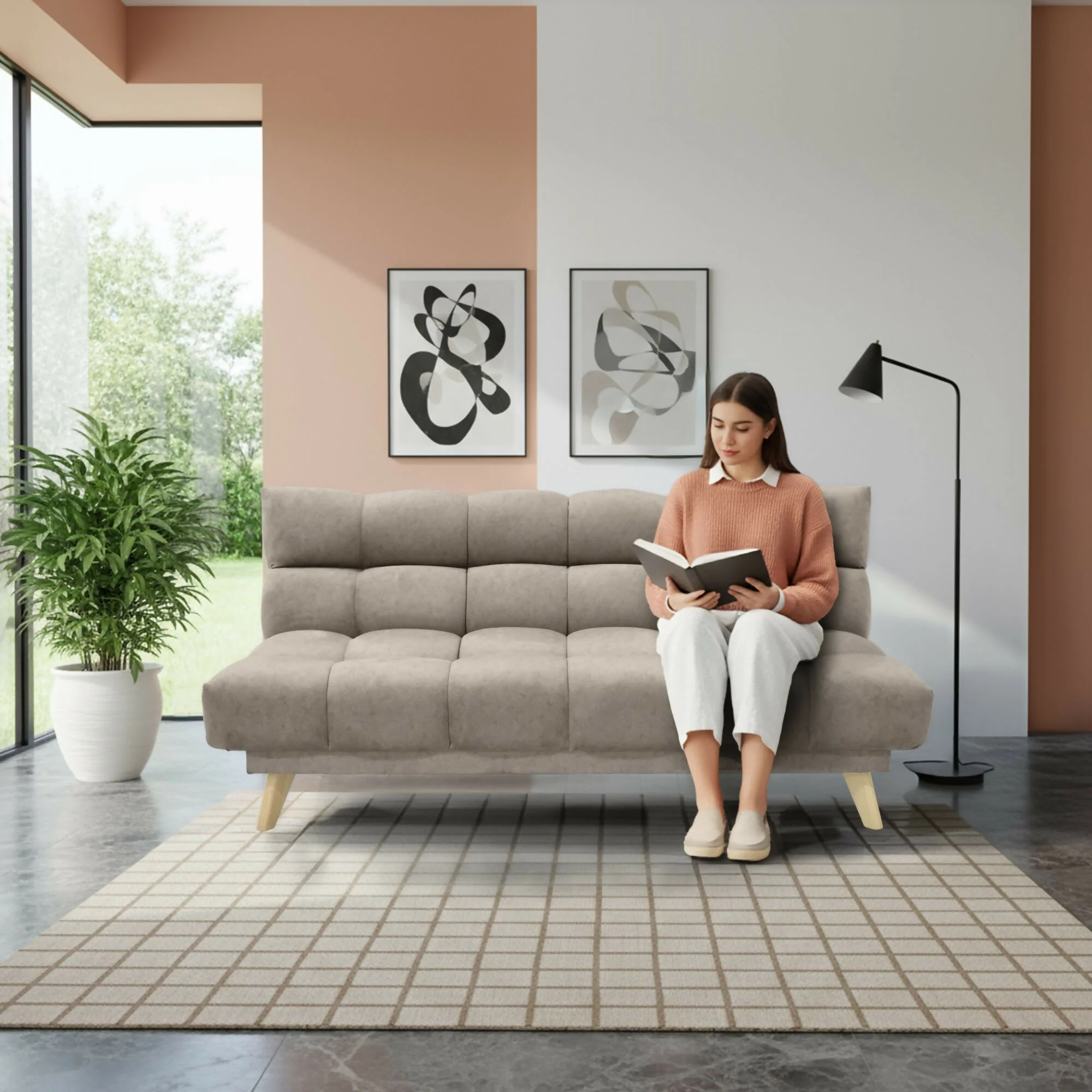 SOFA CAMA NUBO RECLINABLE 178X92X82 TELA TAUPE - Image 7