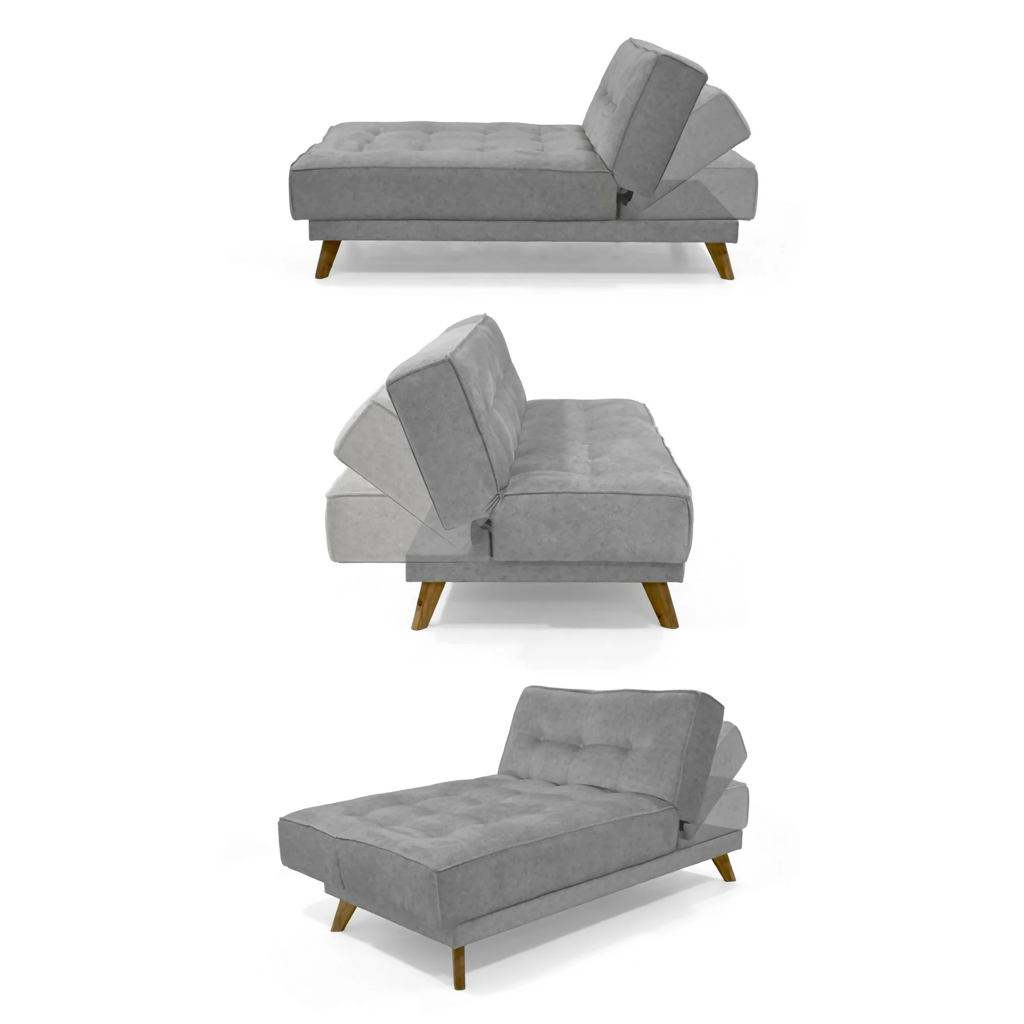 SOFA CAMA PETRA 177X89X83 RECLINABLE EN 5 POSICIONES TELA GRIS - Image 2