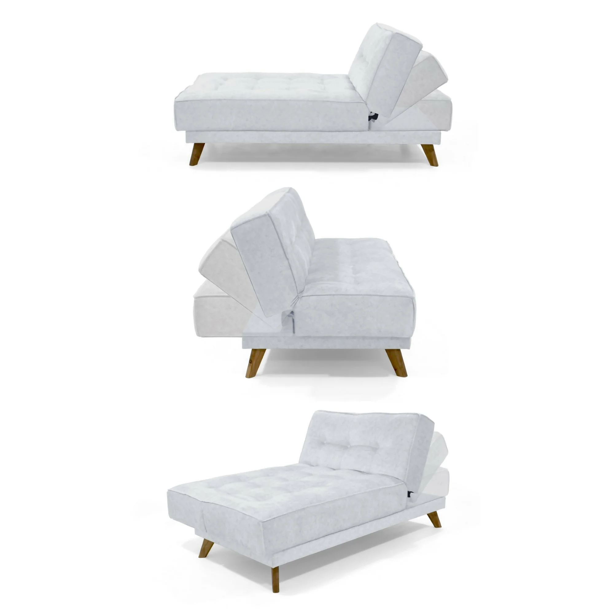 SOFA CAMA PETRA 177X89X83 RECLINABLE EN 5 POSICIONES TELA PLATA - Image 2