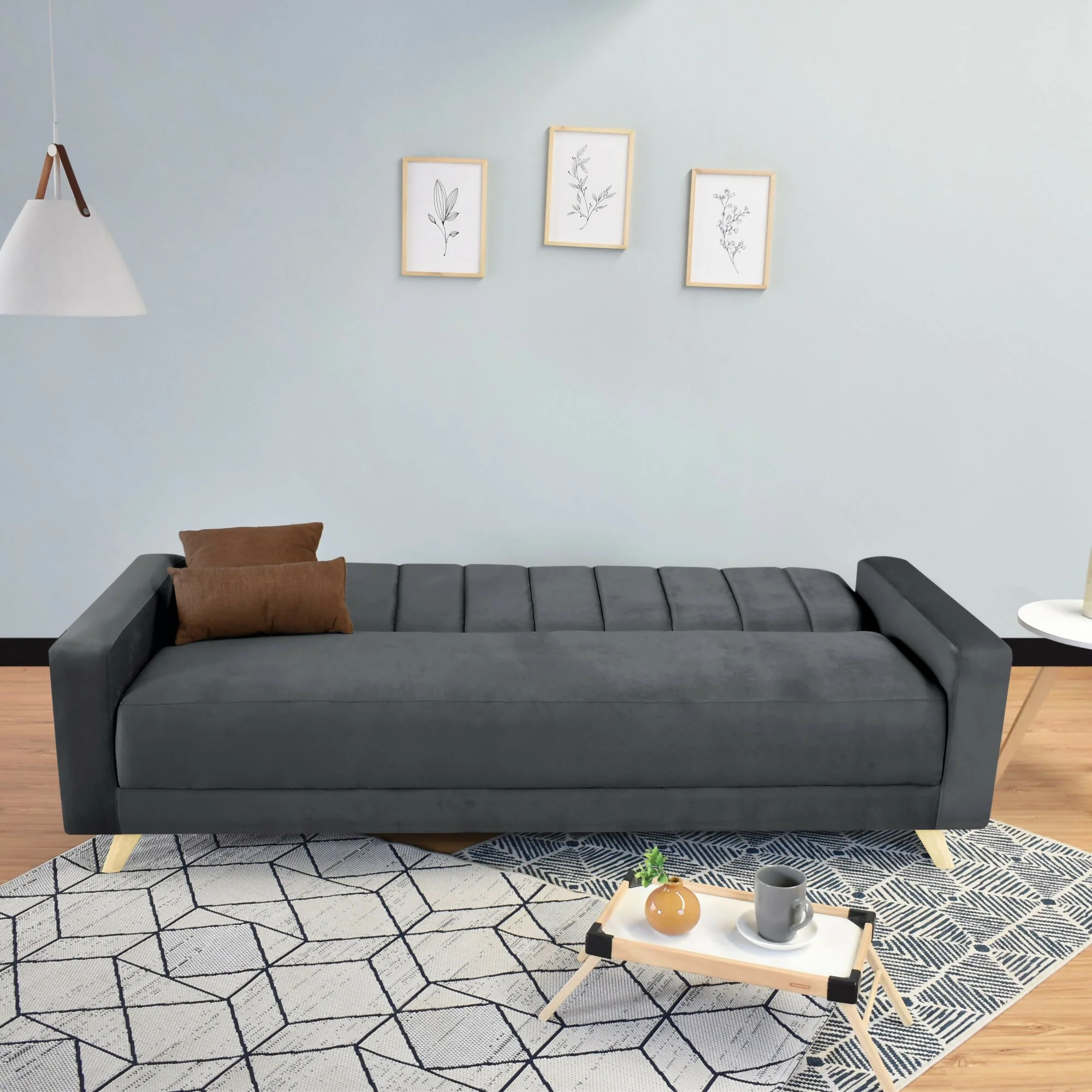 SOFA CAMA RECLINABLE DOMINIC 206X90X80 TELA GRIS - Image 6