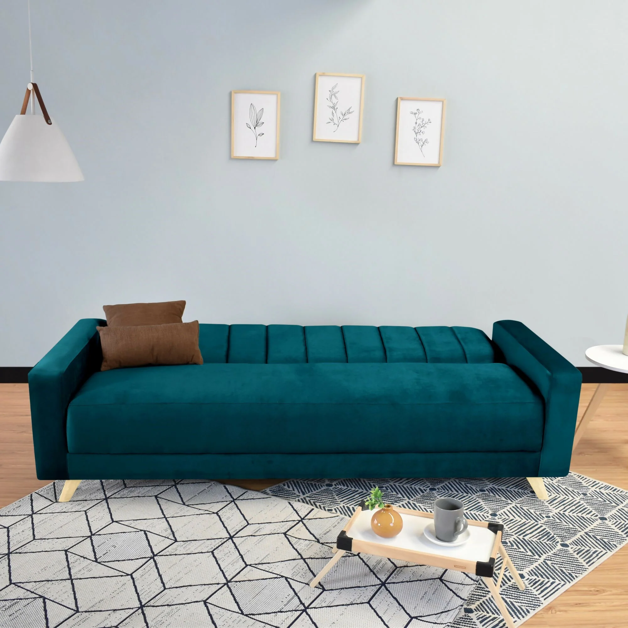 SOFA CAMA RECLINABLE DOMINIC 206X90X80 TELA PETROLEO - Image 6