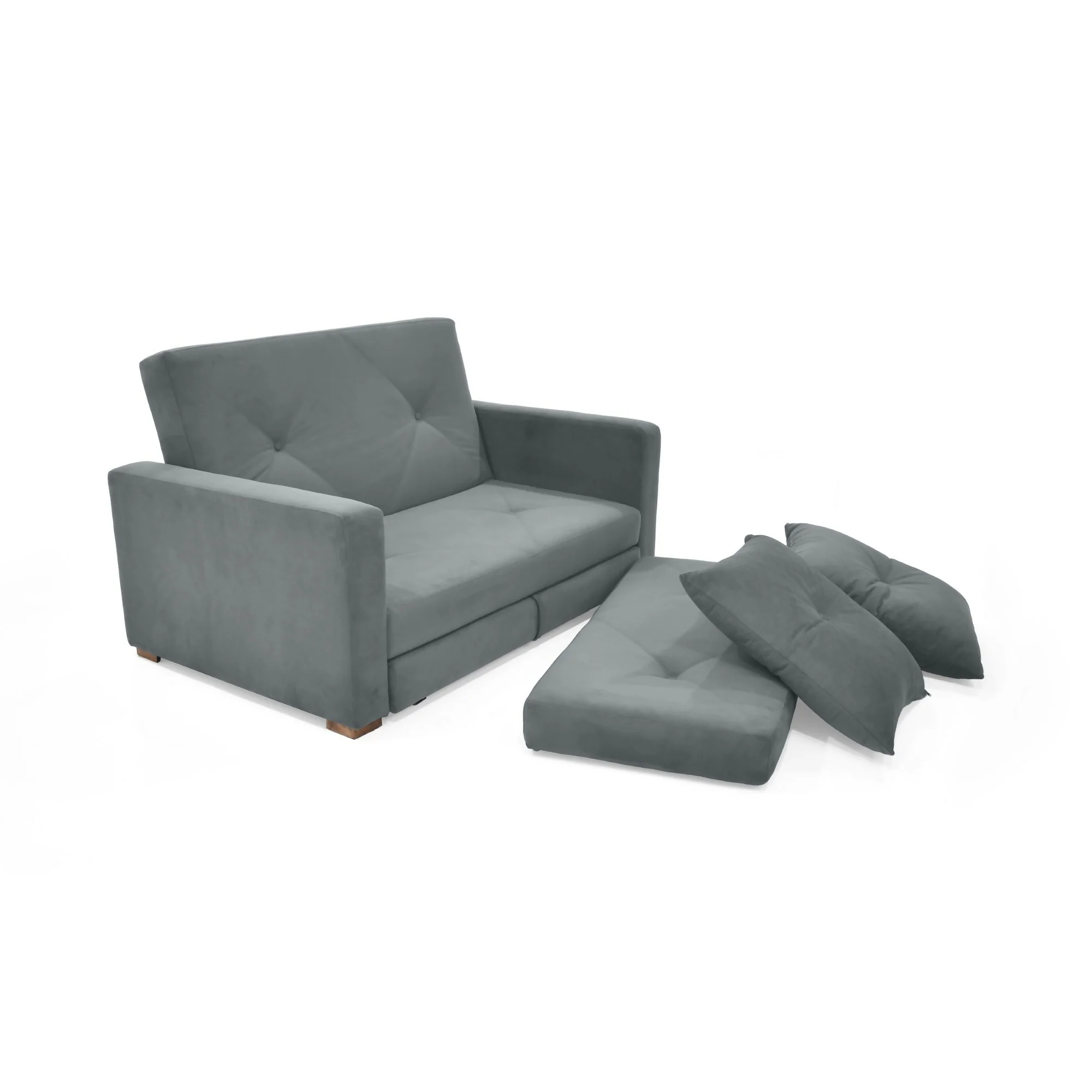 SOFA CAMA RECLINABLE TORINO 147X93X87 TELA GRIS - Image 4