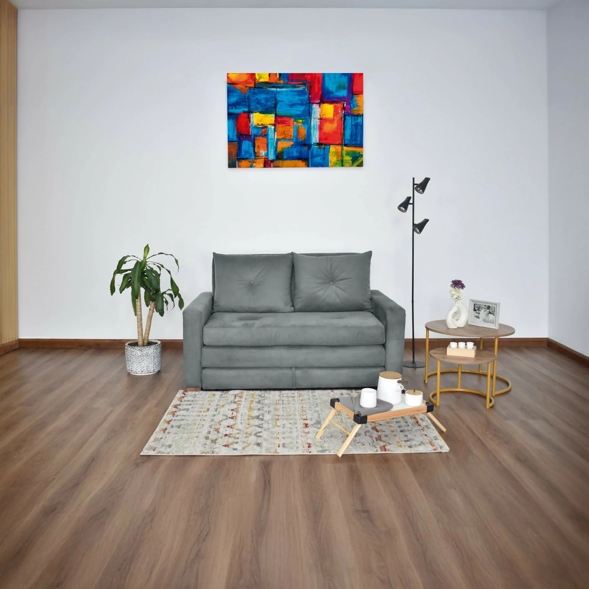 SOFA CAMA RECLINABLE TORINO 147X93X87 TELA GRIS - Image 6