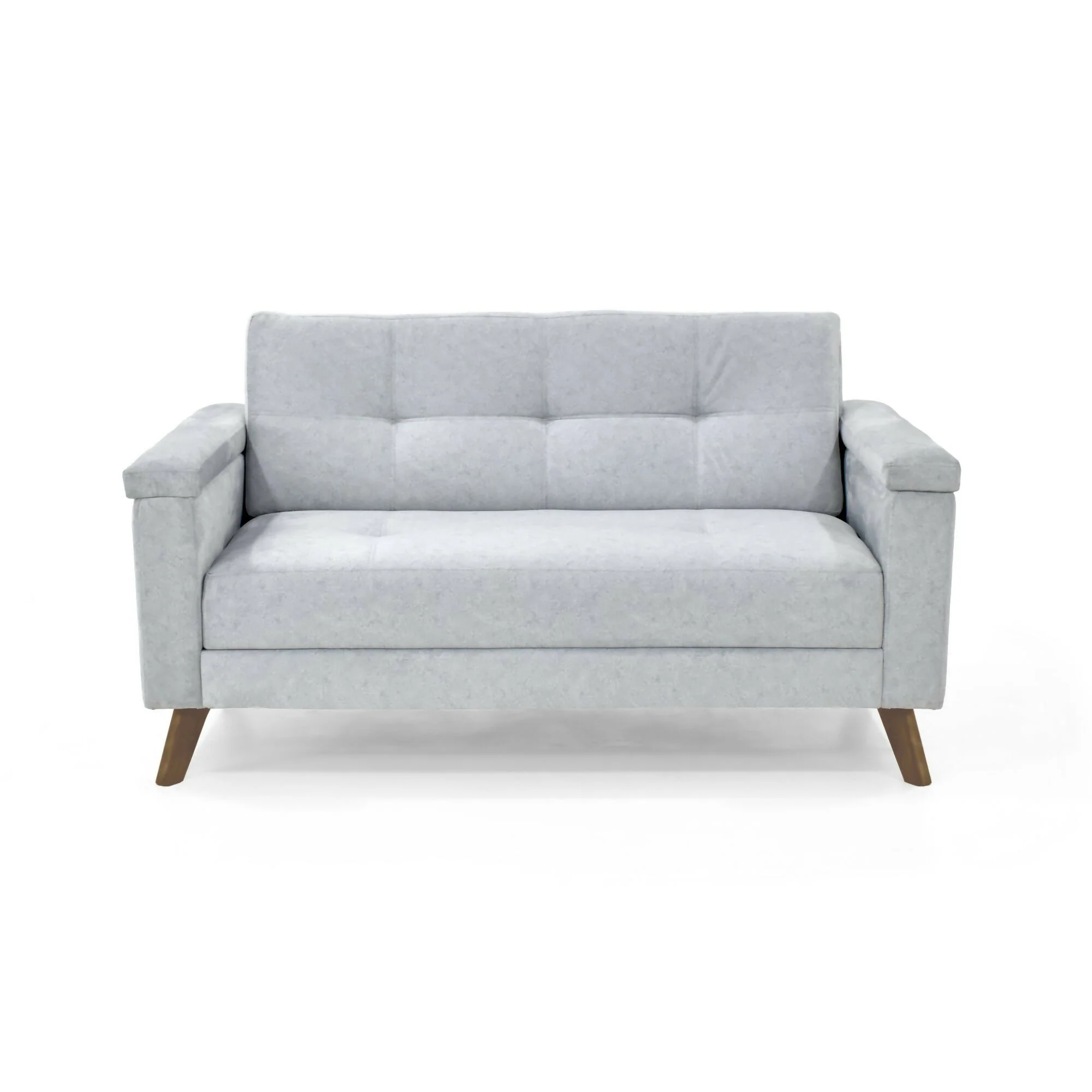 SOFA CARTER 2 PUESTOS 150X83X84 CON APOYA BRAZOS TELA PLATA