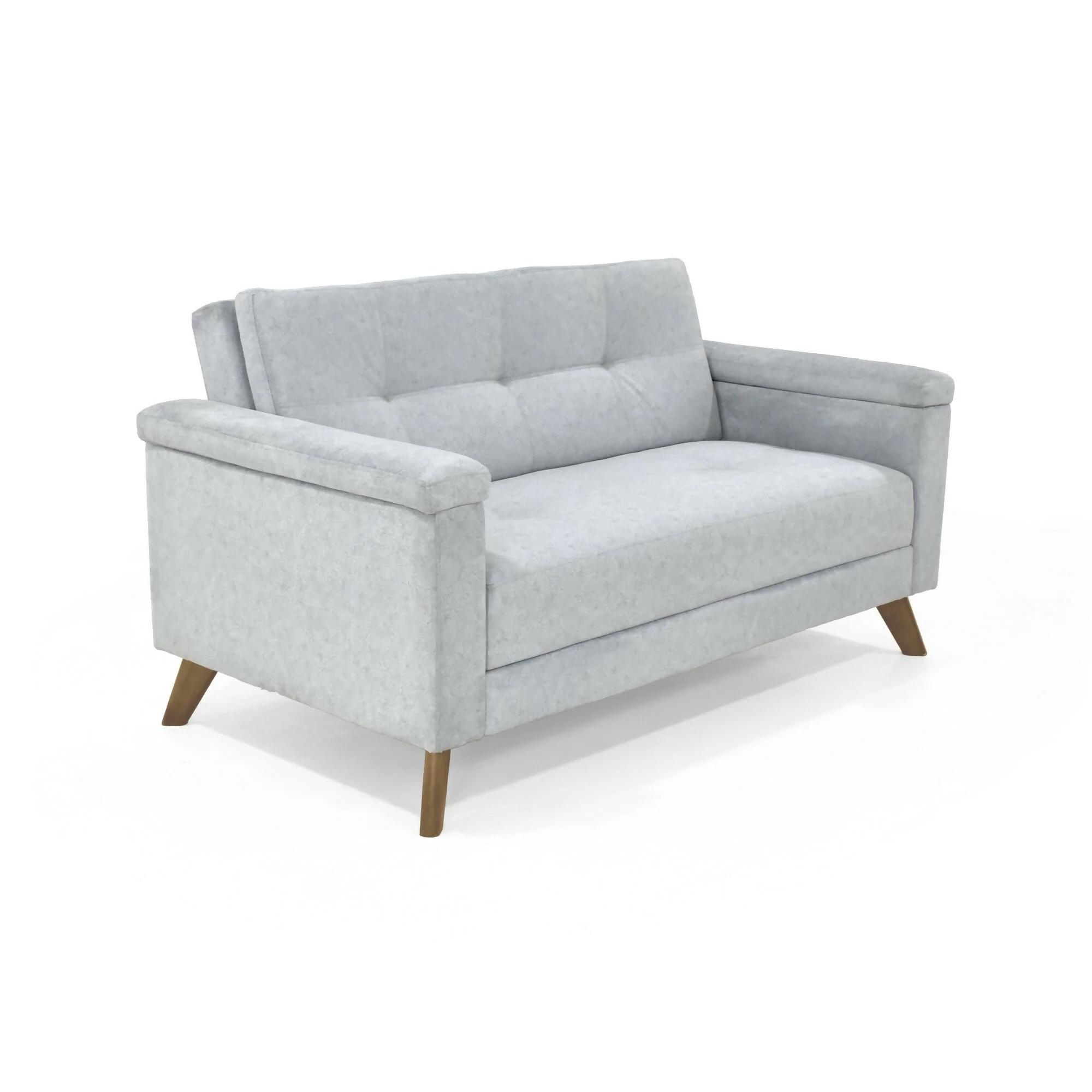 SOFA CARTER 2 PUESTOS 150X83X84 CON APOYA BRAZOS TELA PLATA - Image 2