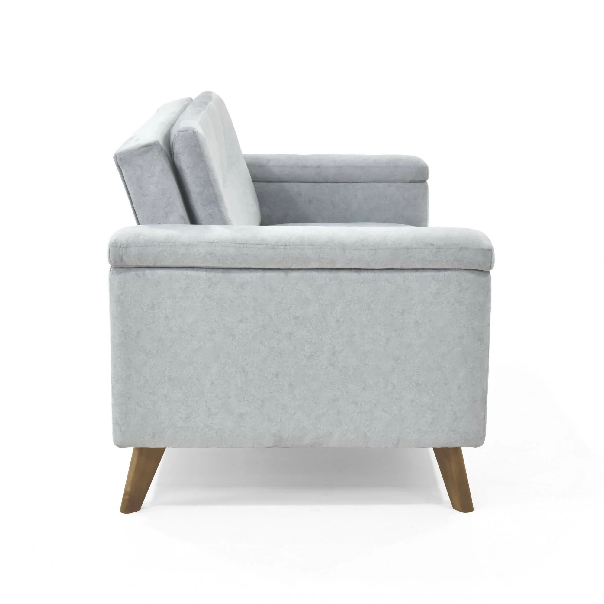 SOFA CARTER 2 PUESTOS 150X83X84 CON APOYA BRAZOS TELA PLATA - Image 3