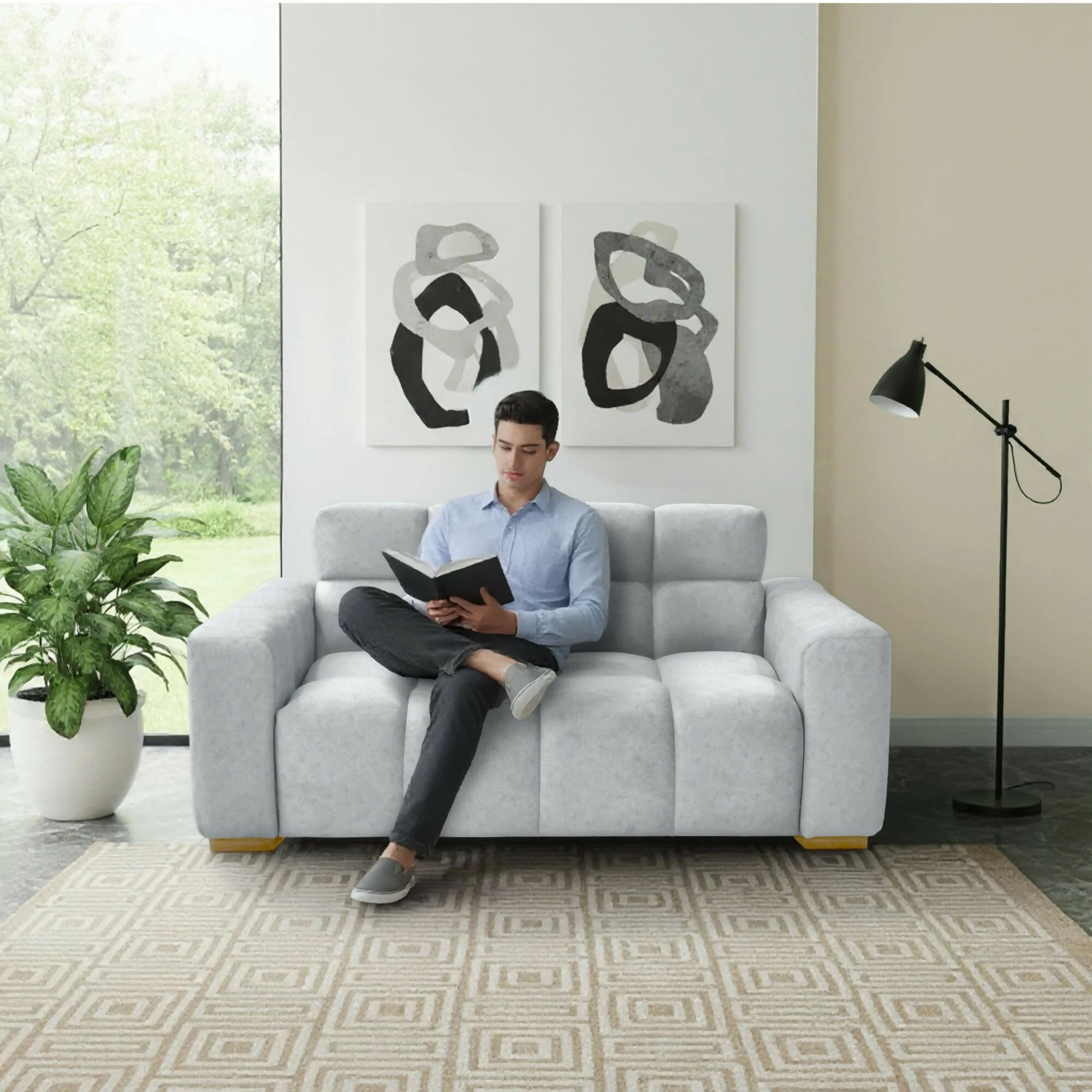 SOFA MIAMI 2 PUESTOS 171x88x81 TELA PLATA - Image 6