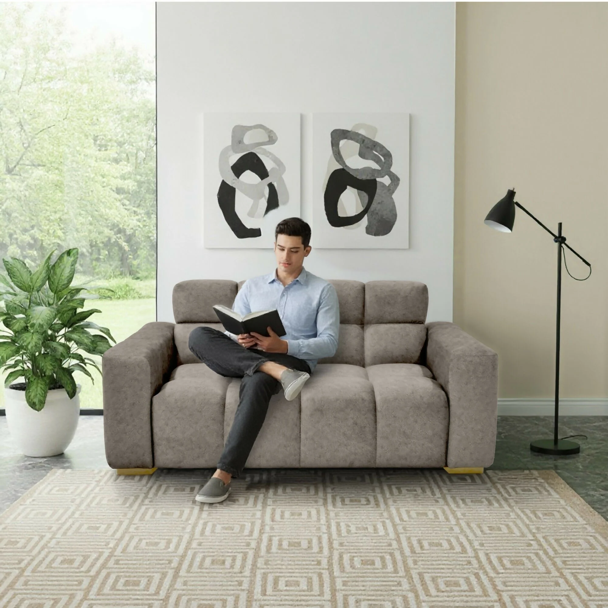 SOFA MIAMI 2 PUESTOS 171X88x81 TELA TAUPE - Image 6
