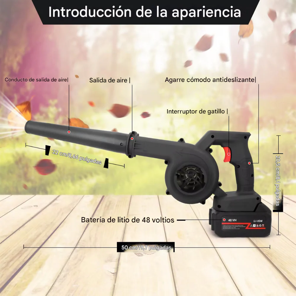 SOPLADORA HOJAS POLVO INALÁMBRICO 56V 2 BATERÍAS LITIO 650W - Image 6