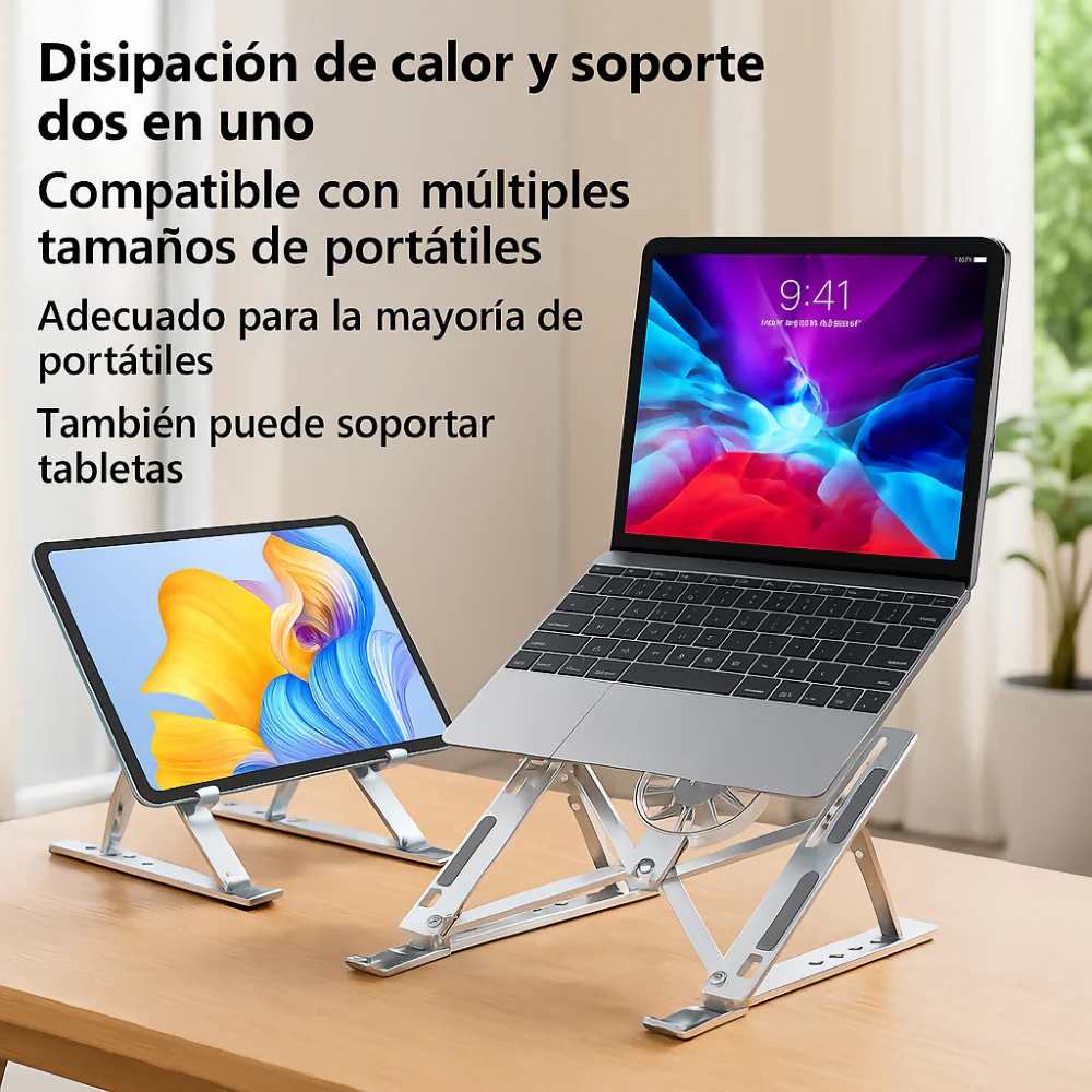 SOPORTE AJUSTABLE LAPTOP PORTÁTIL 1 VENTILADORES BASE PC NEGRO - Image 3