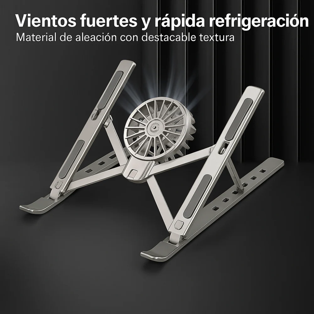 SOPORTE AJUSTABLE LAPTOP PORTÁTIL 1 VENTILADORES BASE PC NEGRO - Image 5